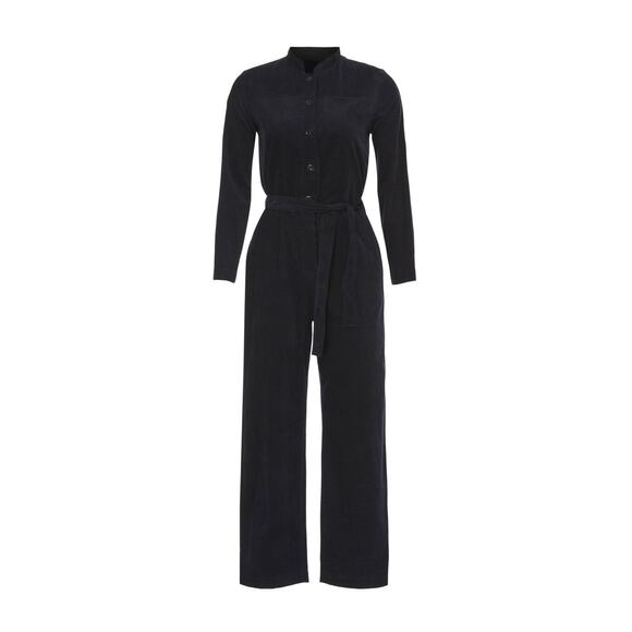 A.P.C. Justine Navy Corduroy Straight Leg Belted Long Sleeve Jumpsuit Size 2 - Picture 5 of 16